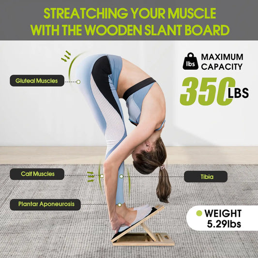 Slant Board Calf Stretcher for Squat Incline Stretch Board for Calf Stretching Wood Wedge for Physical Therapy